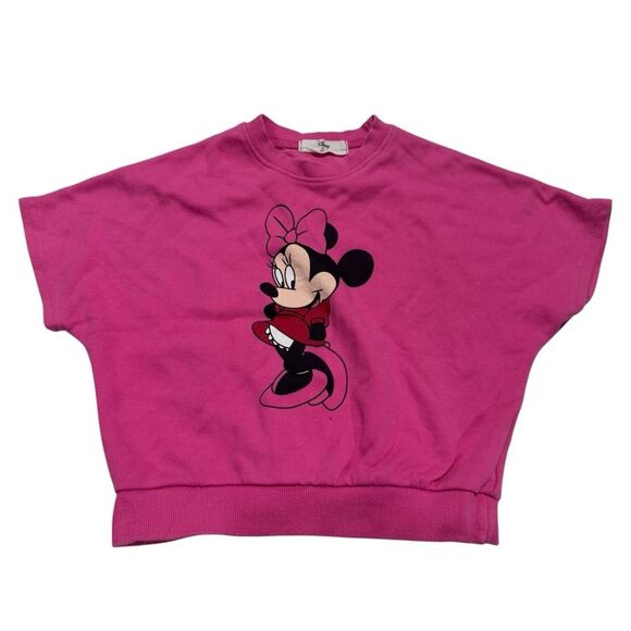 Disney Minnie Mouse Pink Poncho Style Crewneck Short Sleeve Sweater - Picture 1 of 4